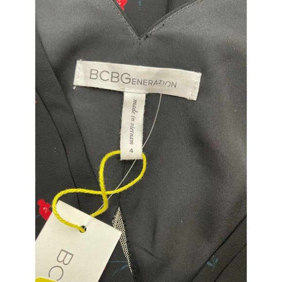 BCBGeneration Women Black Daisy Print Ruffle Layered Mini Halter Dress Size 4 NW - Picture 11 of 12